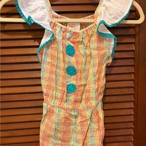 Masala Baby Multicolor Plaid Girls Romper NWT